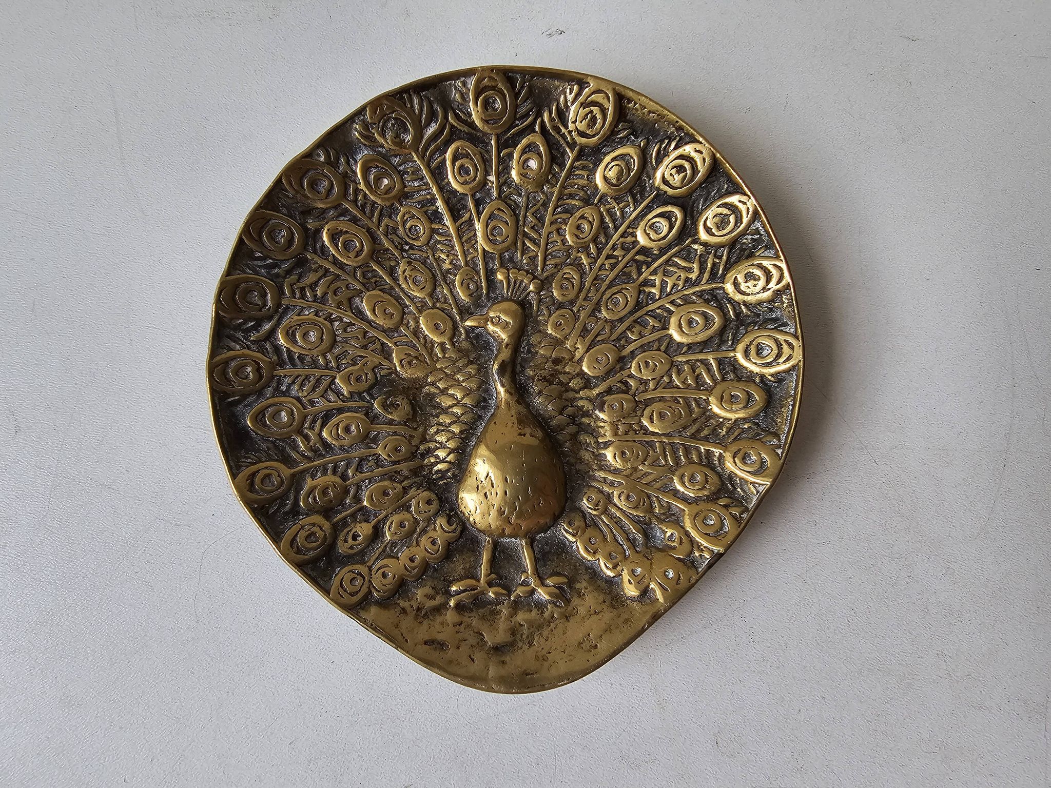 Vide poche / coupelle en laiton - motif Paon
