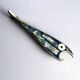Fish bottle opener, abalone shell & alpaca, Mexico, 1980s