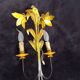 Paire appliques anciennes lampes XX tôle Fleurs Lys vintage 20ème