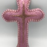 Religious wall cross in artistic enamel on silver signed P.BONNET, Limoges