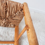 Vintage children's chair in wood and straw