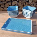 Asian set of platter and ten ramekins
