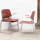 Vintage Matrix design chair by Thomas Tolleson with red armrests