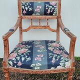 Fauteuil de style Louis Xvi ancien 1900s tissus Fleuris