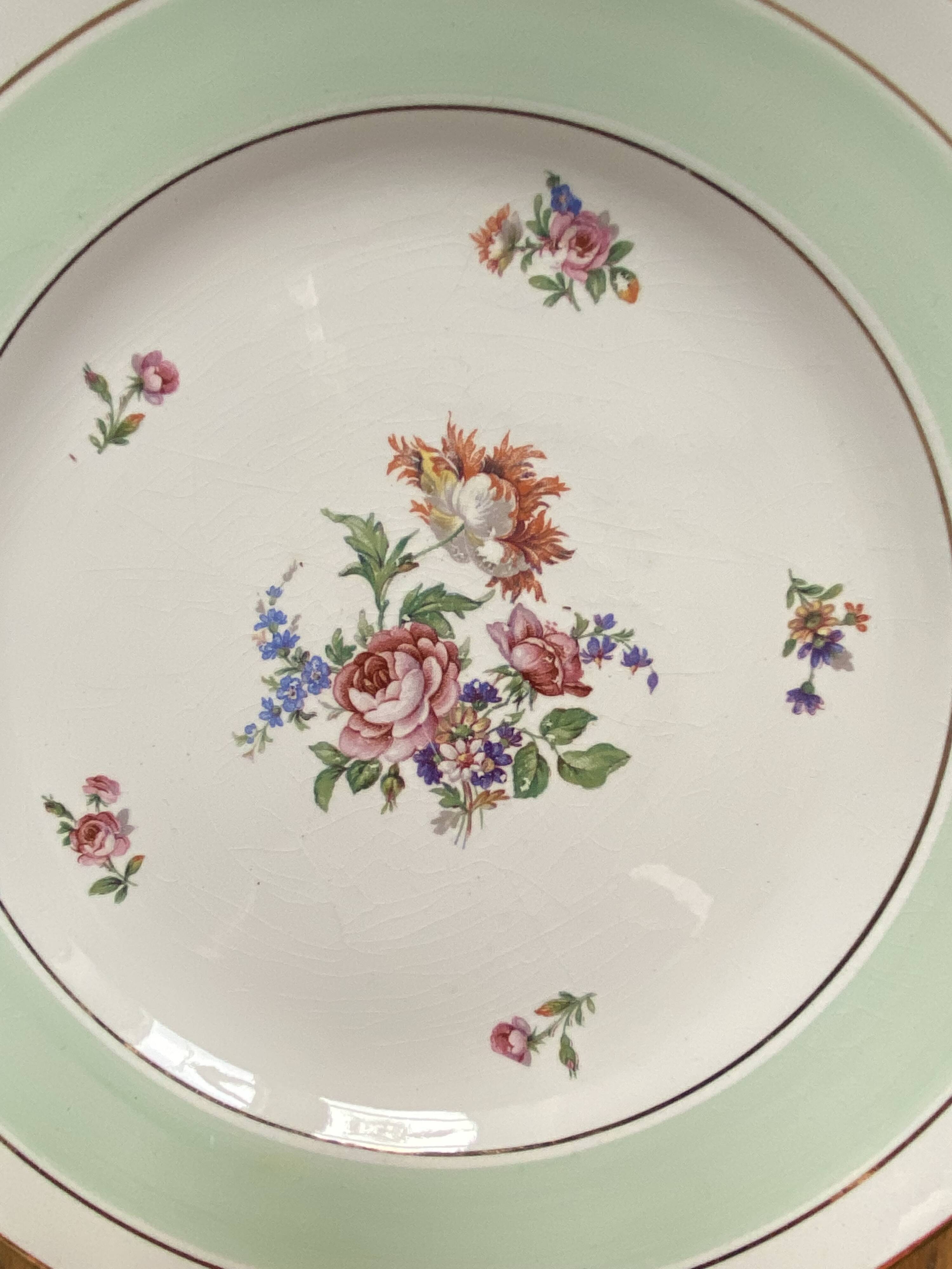 Lot de 5 assiettes à dessert l'Amandinoise couleur mint vintage