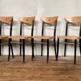 Series Set of 6 vintage bistro chairs in curved wood