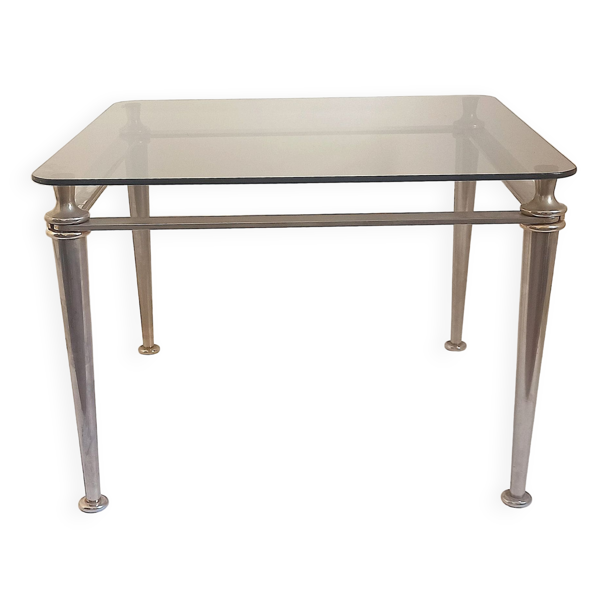 Steel coffee table and tempered glass 70s