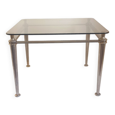 Table basse acier et verre trempé Années 70