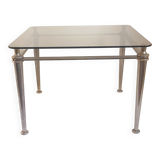 Table basse acier et verre trempé Années 70