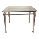 Table basse acier et verre trempé Années 70