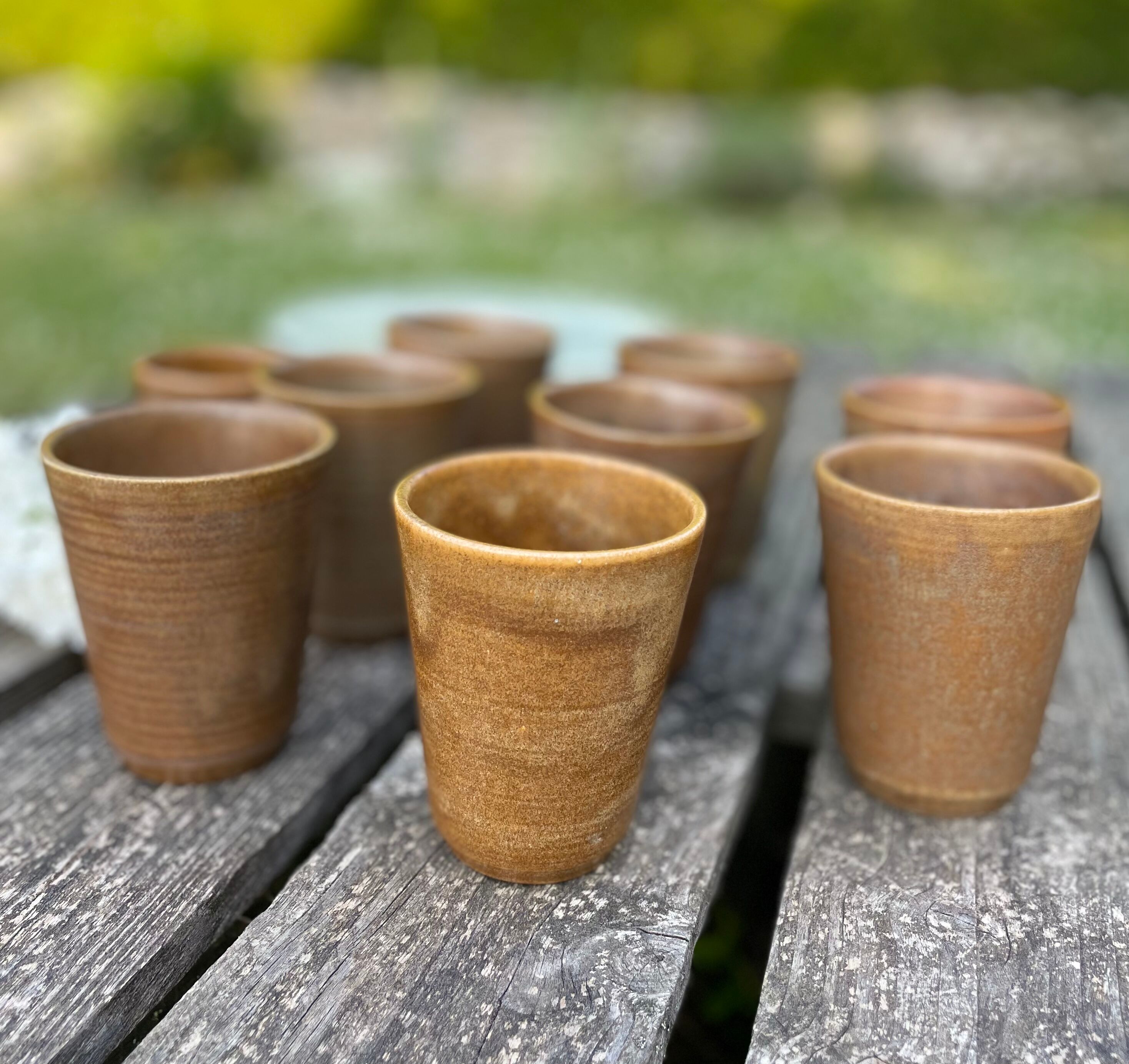 Set of 9 sandstone glasses from the Digoin manufacture