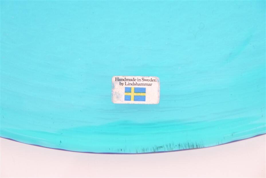 Blue glass dish by Gunnar Ander 1970