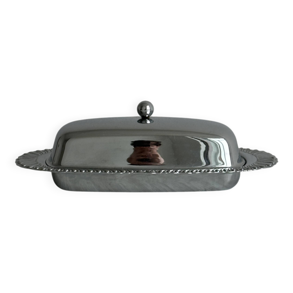 Beurrier en métal avec plateau en verre
