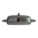Metal butter dish with glass tray