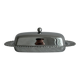 Metal butter dish with glass tray