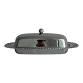Metal butter dish with glass tray