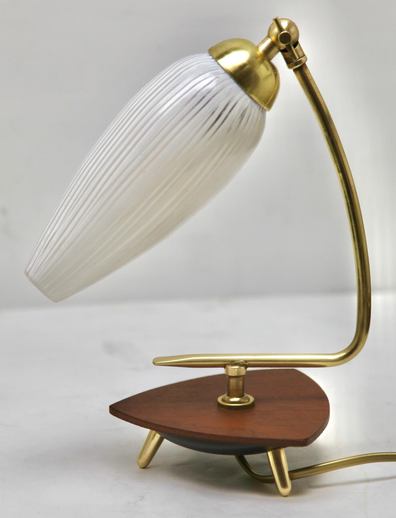 Vintage lamp with white glass lampshade and brass fitting