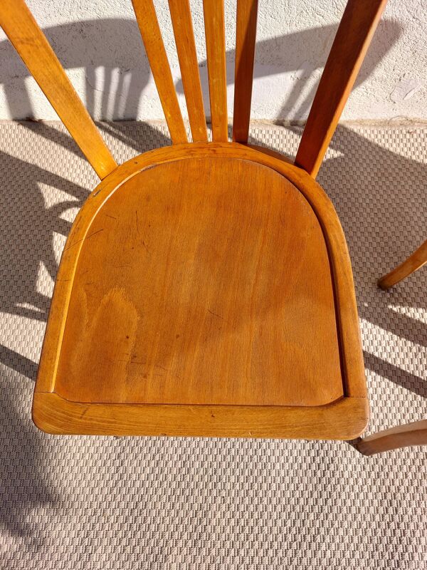3 chaises bistrot Luterma, teinte chêne moyen