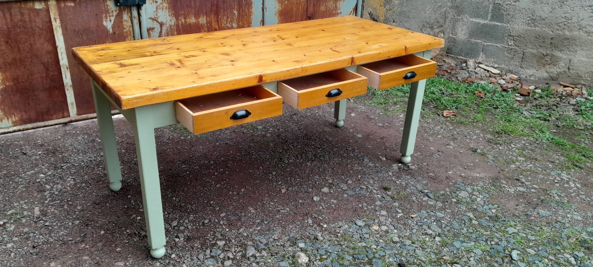 Table de ferme moderne 6 tiroirs