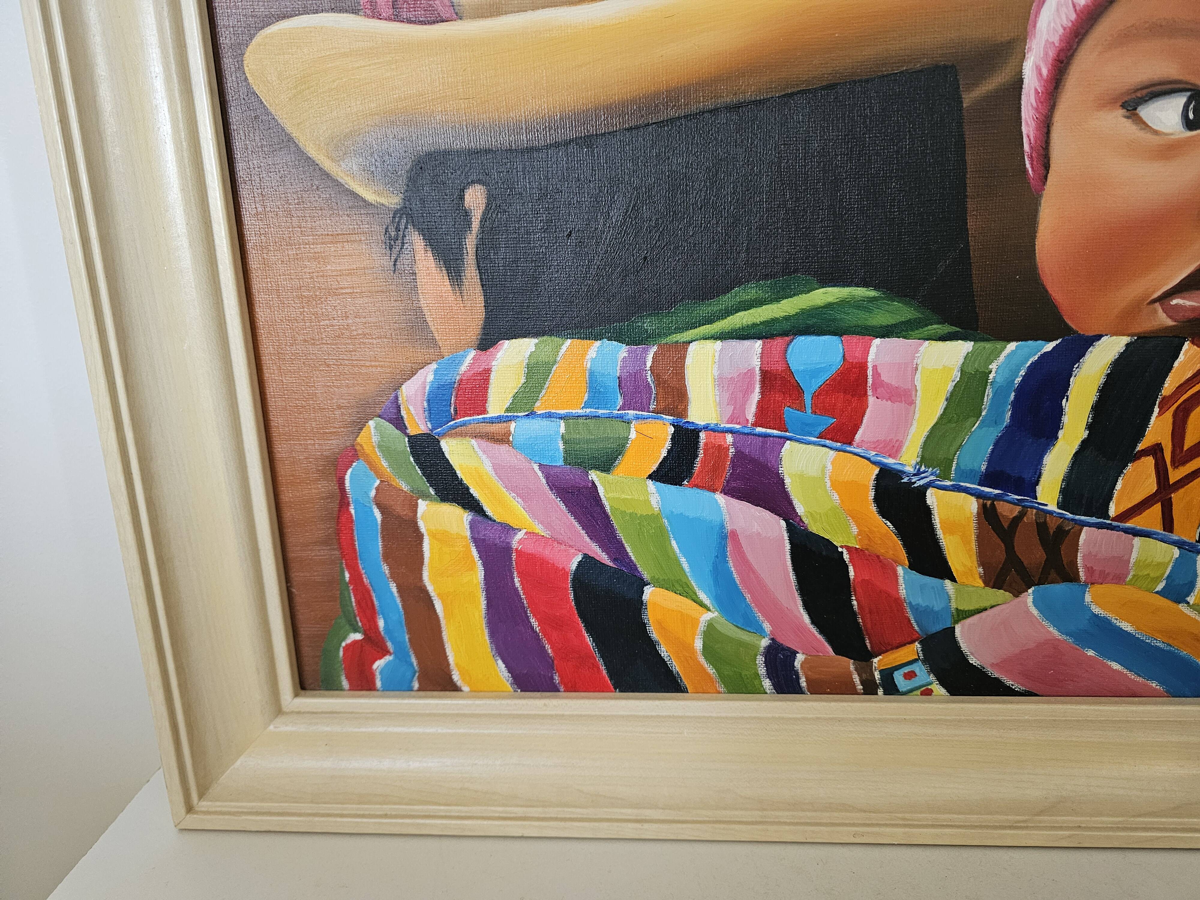 Oil painting on canvas, "The Child of Peru," signed Patricia Tatananni