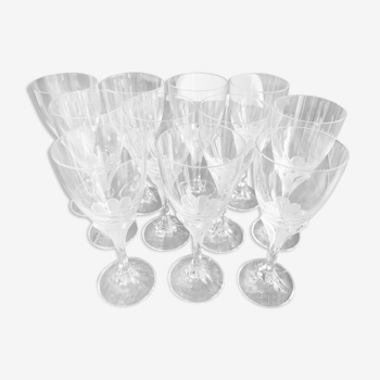 Lot de 11 verres à vin en cristal d'Arques modèle Granville