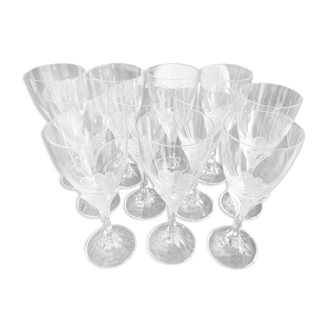 Set of 11 wine glasses in Cristal d'Arques model Granville