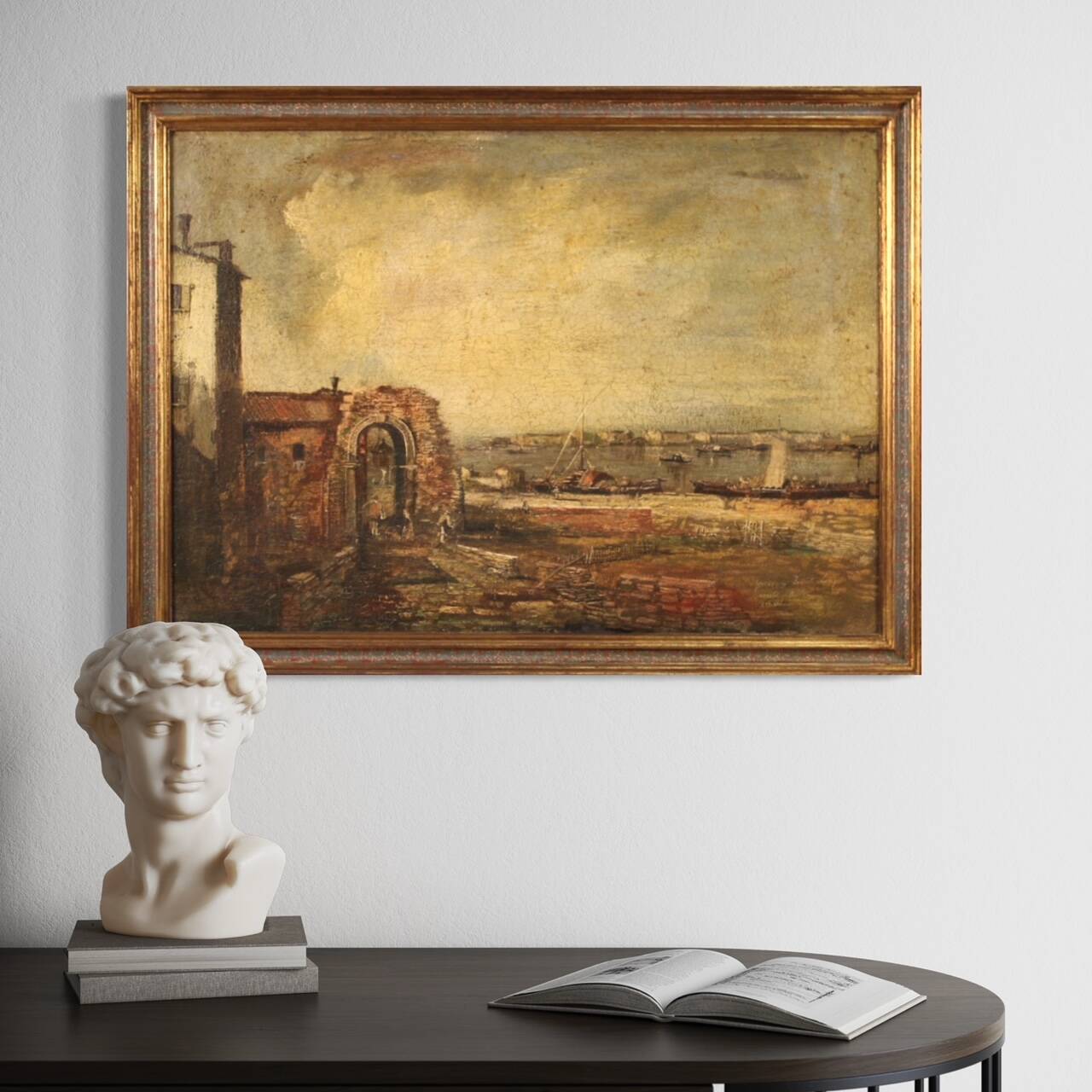 Italian seascape painting oil on canvas