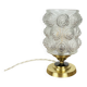 Lampe de table globe ancien en verre transparent moulé et pied en laiton