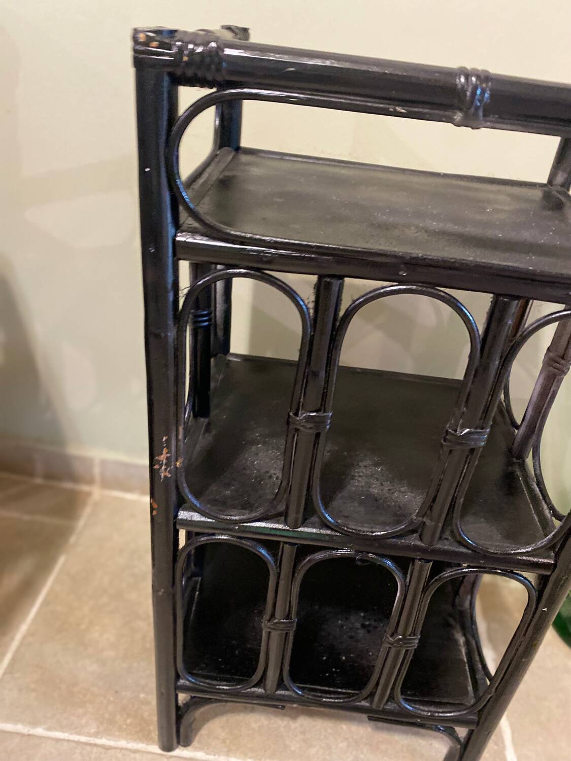 Black rattan shelf