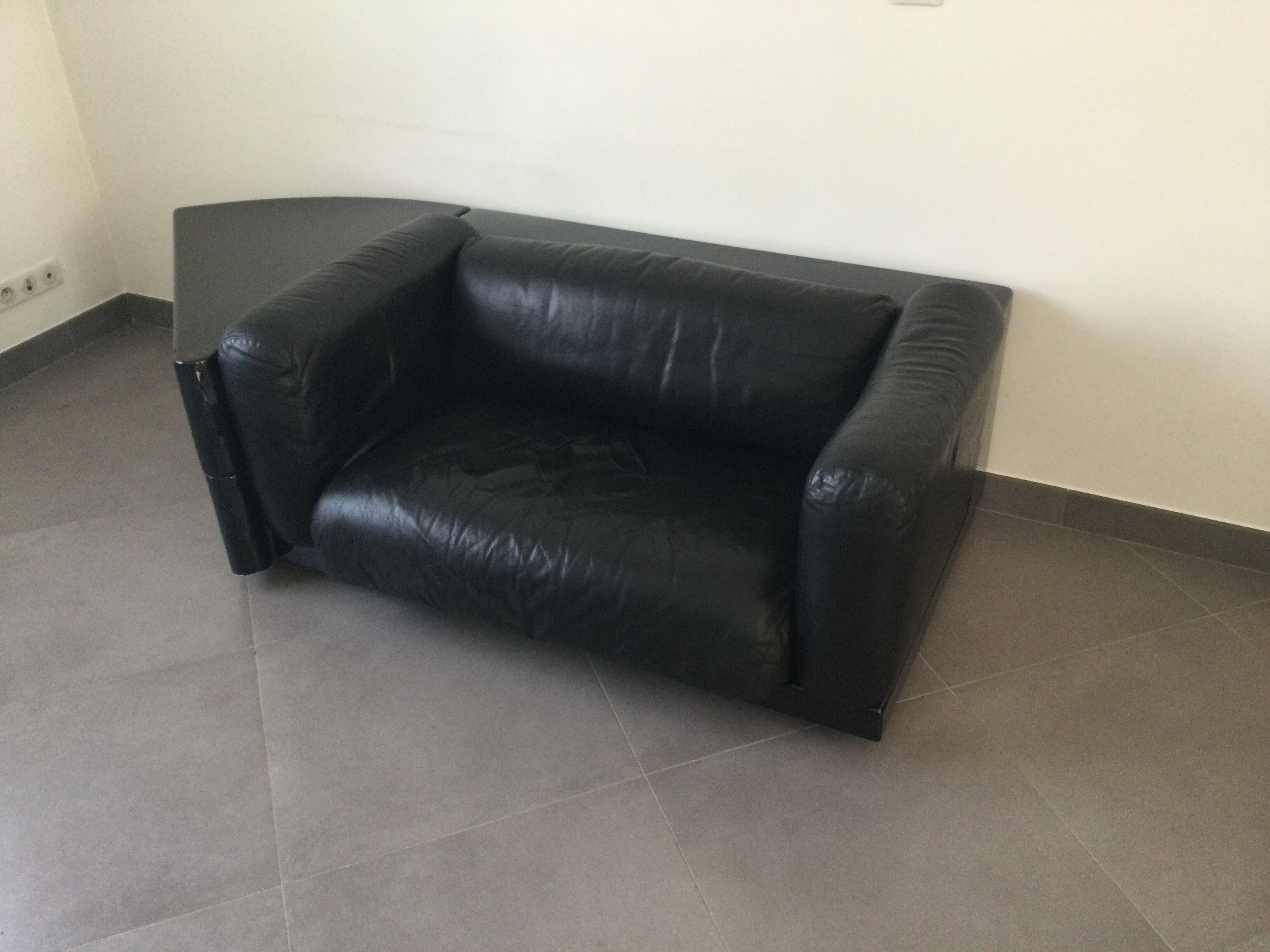 Canapé gradual lounge cuir noir Cini Boeri - knoll/gavina