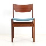 Reupholstered mid-century teak chair / Danish modern design / wool felt / 1960s