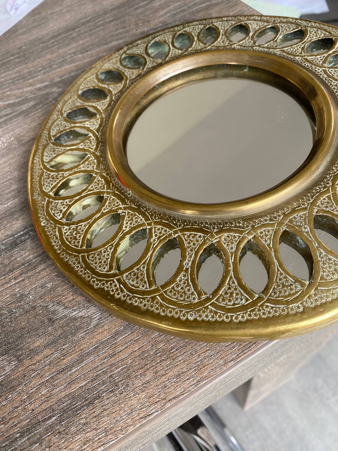 Round copper mirror