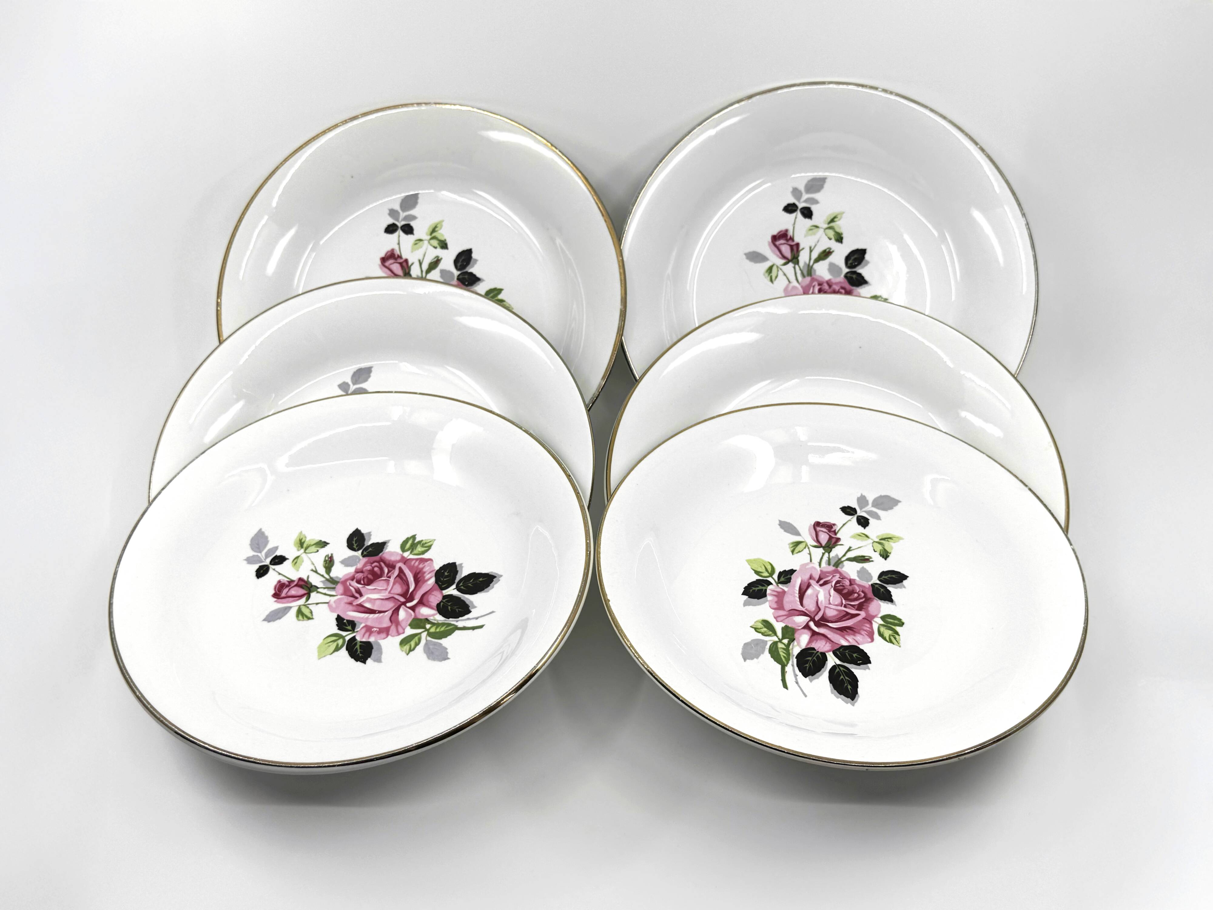 6 earthenware soup plates • L'Amandinoise • Circa 1950