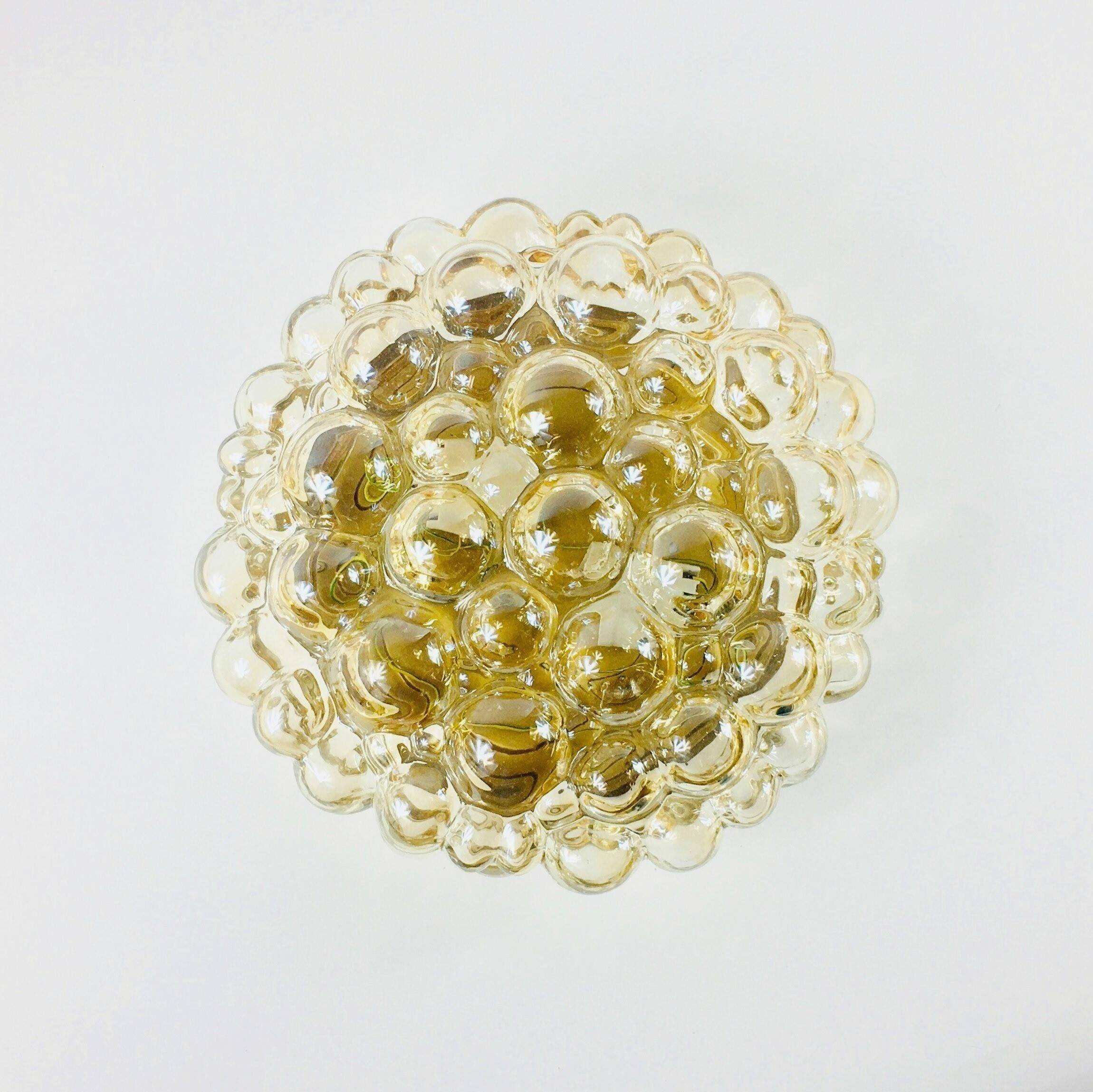 Large Amber Bubble Glass Ceiling Light by Helena Tynell for Limburg, Germany, 1960s