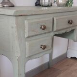 Console en merisier style Louis XV couleur vert lichen