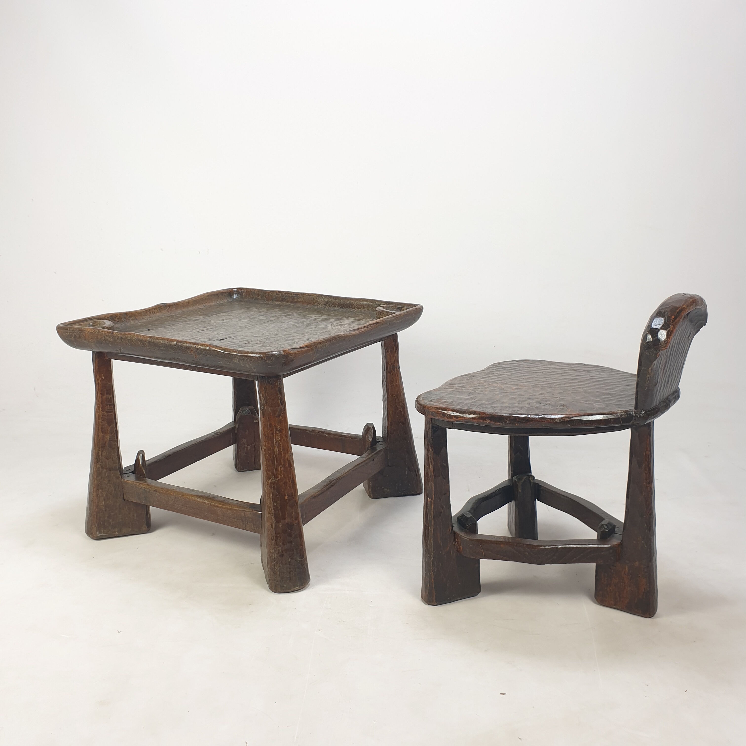 Mid Century set of wooden Chair and Table, 1950's