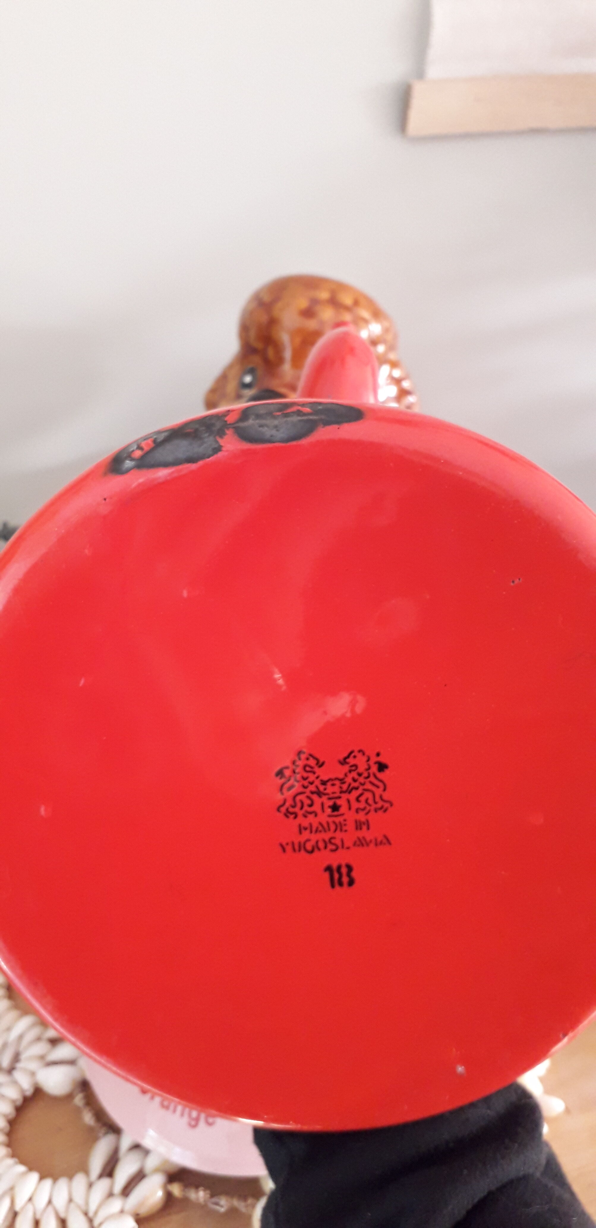 Enamelled polka dot teapot