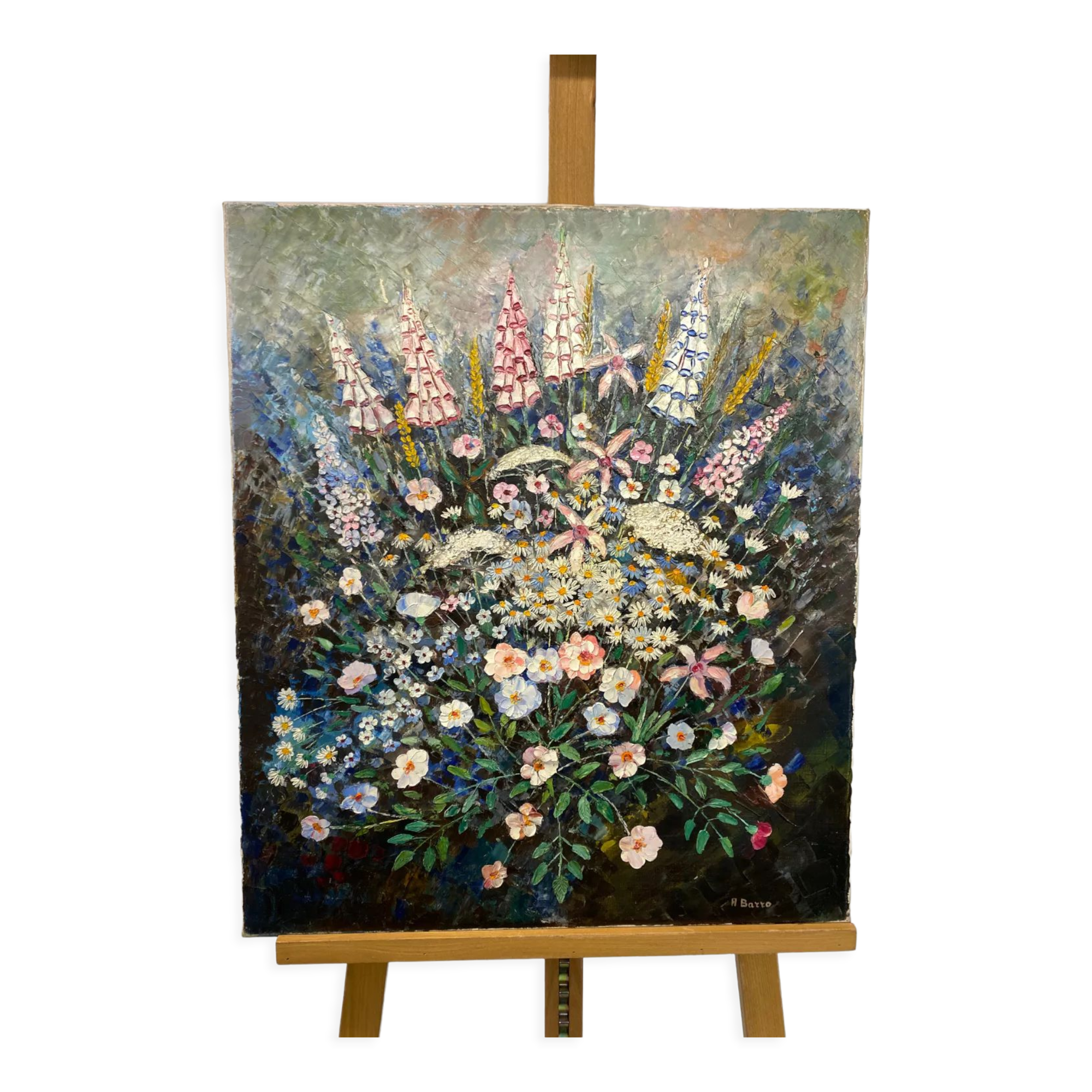 Bouquet of flowers signed Barro