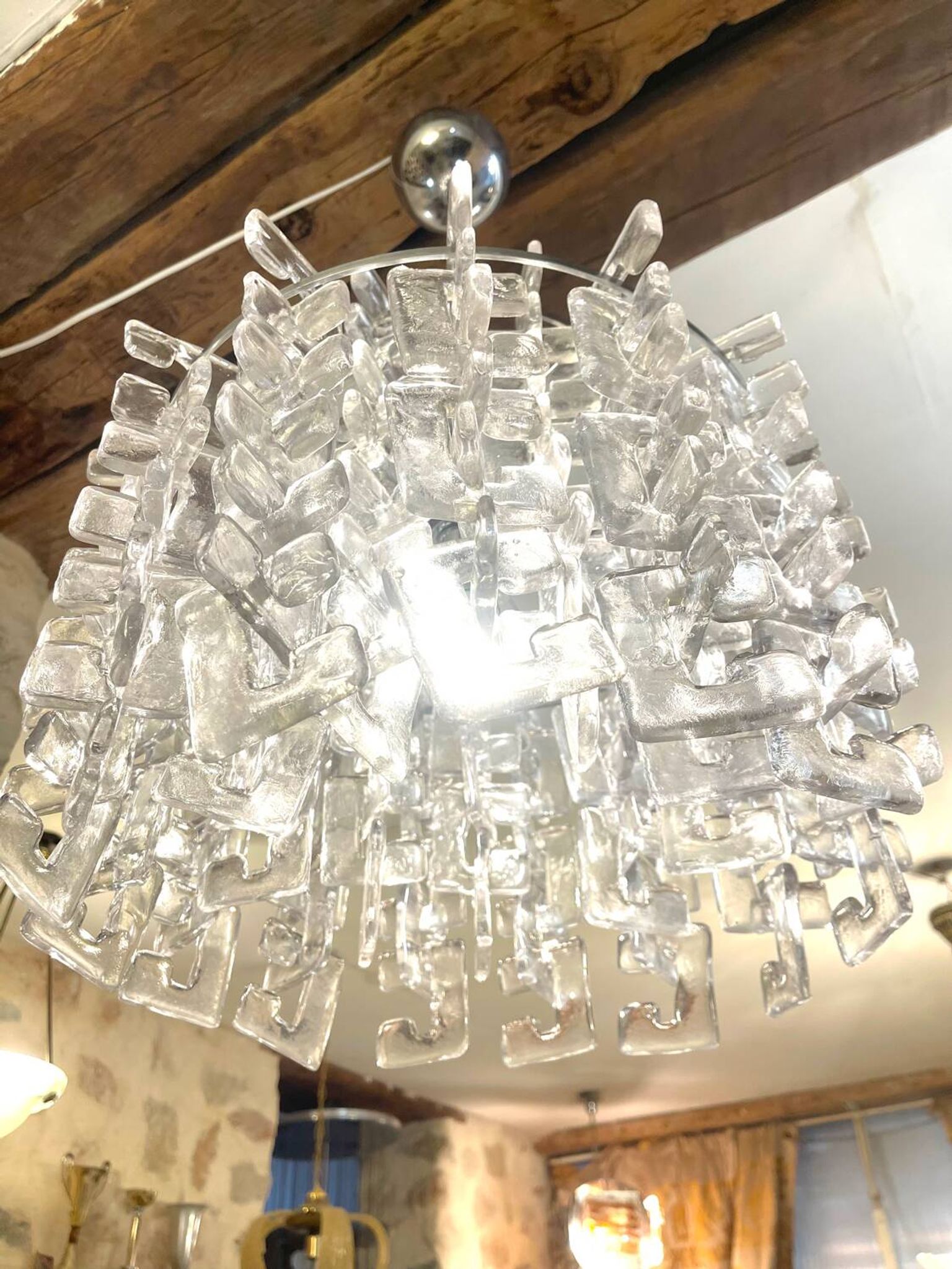 Carlo Nason for Mazzega Murano glass chandelier, Italy 1970.