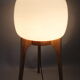 1970s upcycled glass and oak lamp