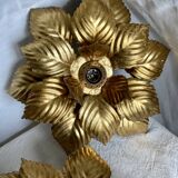 Pair of vintage Masca wall lights with golden flowers, 1970s