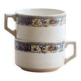 Ivory iron earth chocolate cup - Polychrome frieze decoration