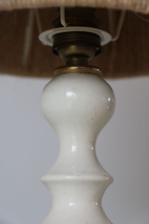 Lampe bois blanc avec abat-jour corde