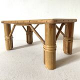 Vintage rattan low stool, 60s