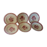 6 antique hollow plates, red flower motifs, Burgundy. old, circa 1940, sarreguemines