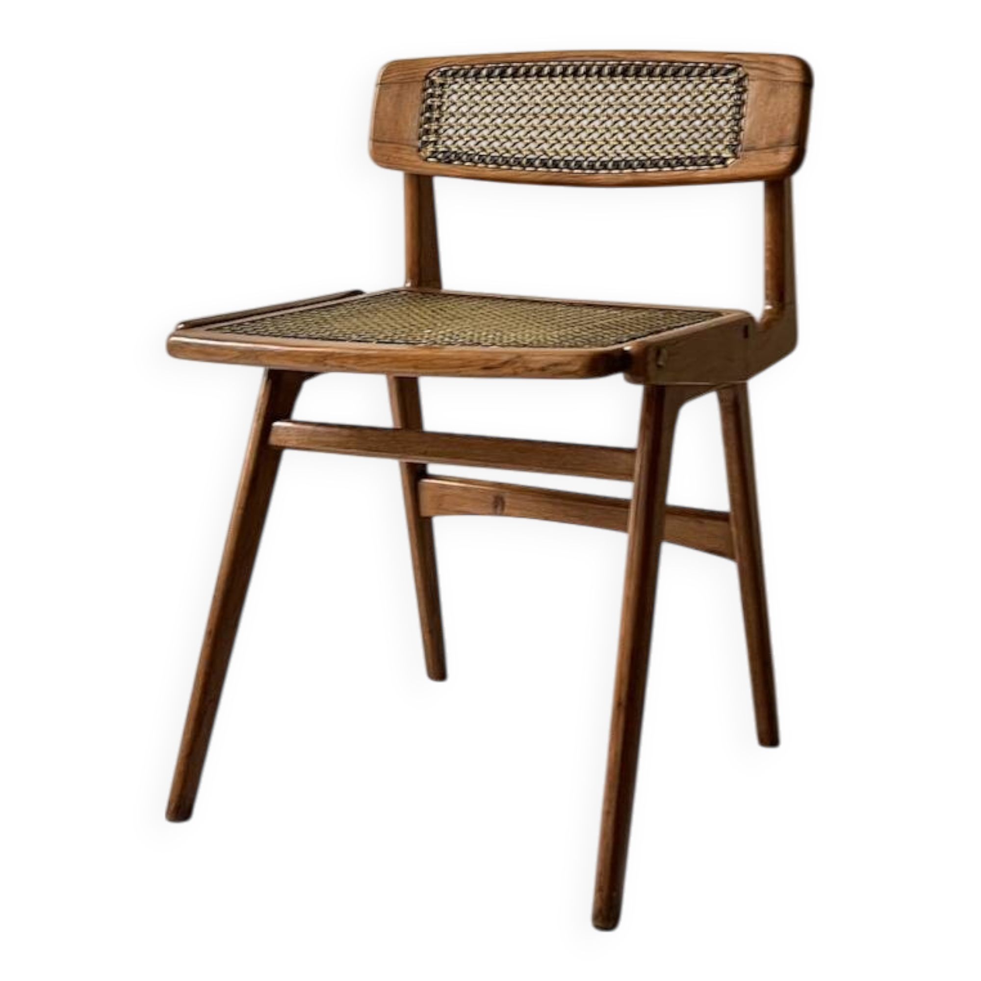 Designer chair in teak wood and cane, SNA Roset1950/60
