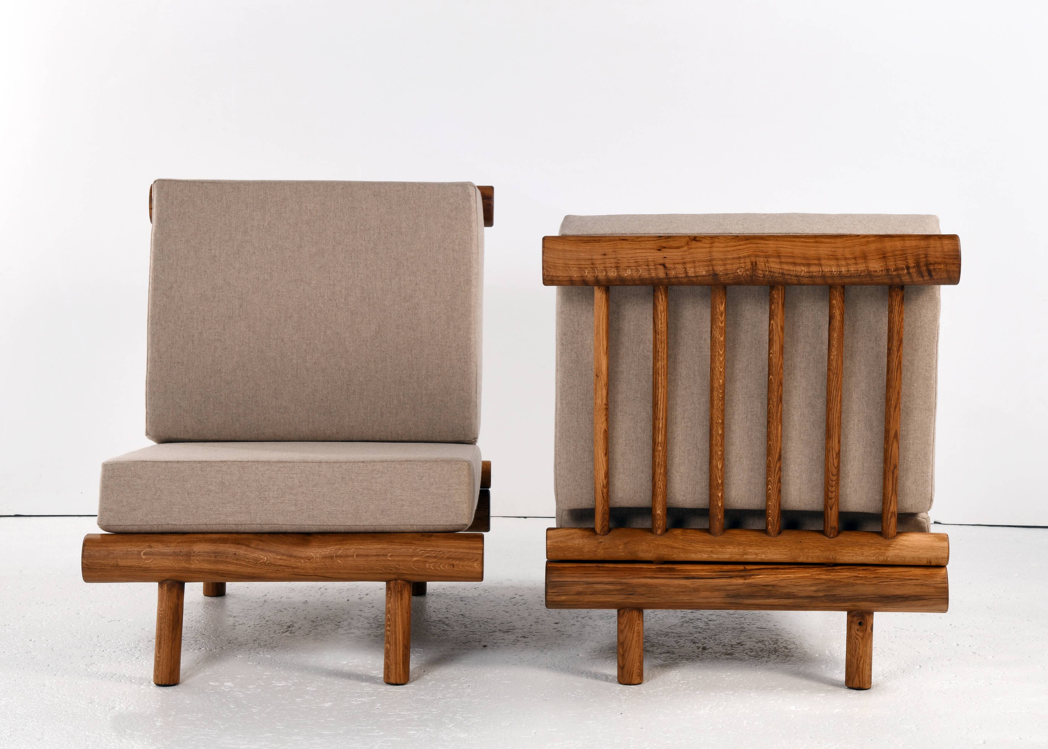 Pair of low chairs called La cachette selected by Charlotte Perriand
