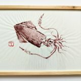 Gyotaku framed with a small squid