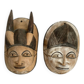 Duo têtes, décoration murale, Afrique