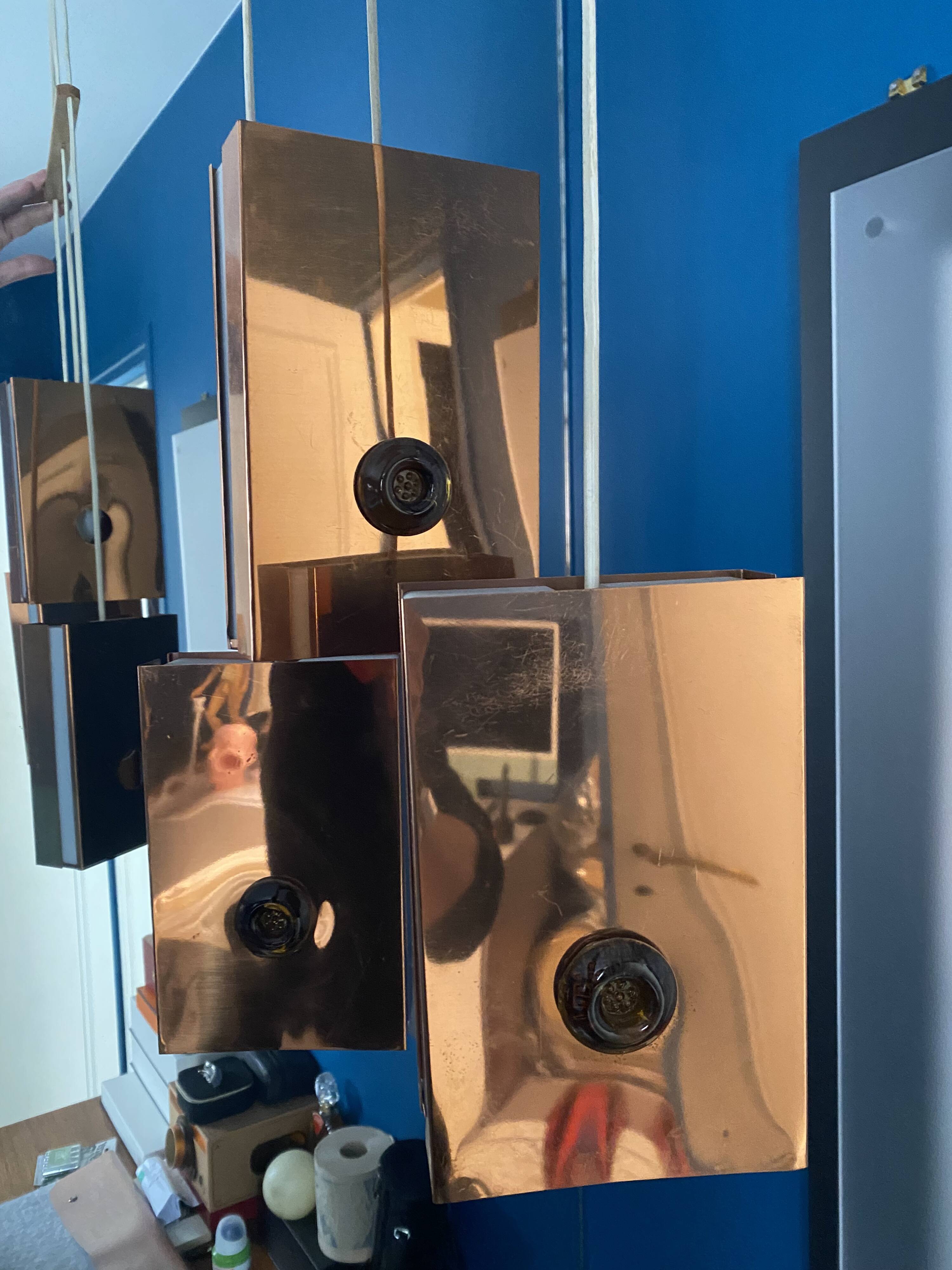 Copper and glass pendant light from the 1970s.